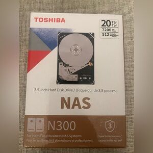 Toshiba N300 NAS Hard Disk Drive
20TB
7200 rpm
512 mb